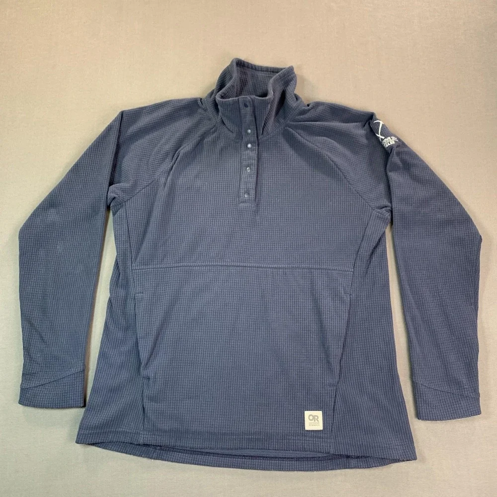 Outdoor Research Trail Mix‎ Snap Pullover Women LG Blue Fleece Mock Neck Hiking